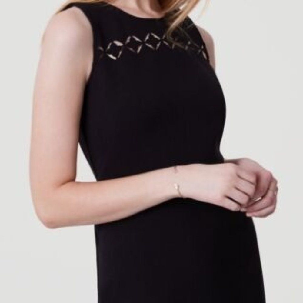 Loft Size 6 Women's Black Sleeveless Laser Cut Out‎ Sheath Dress